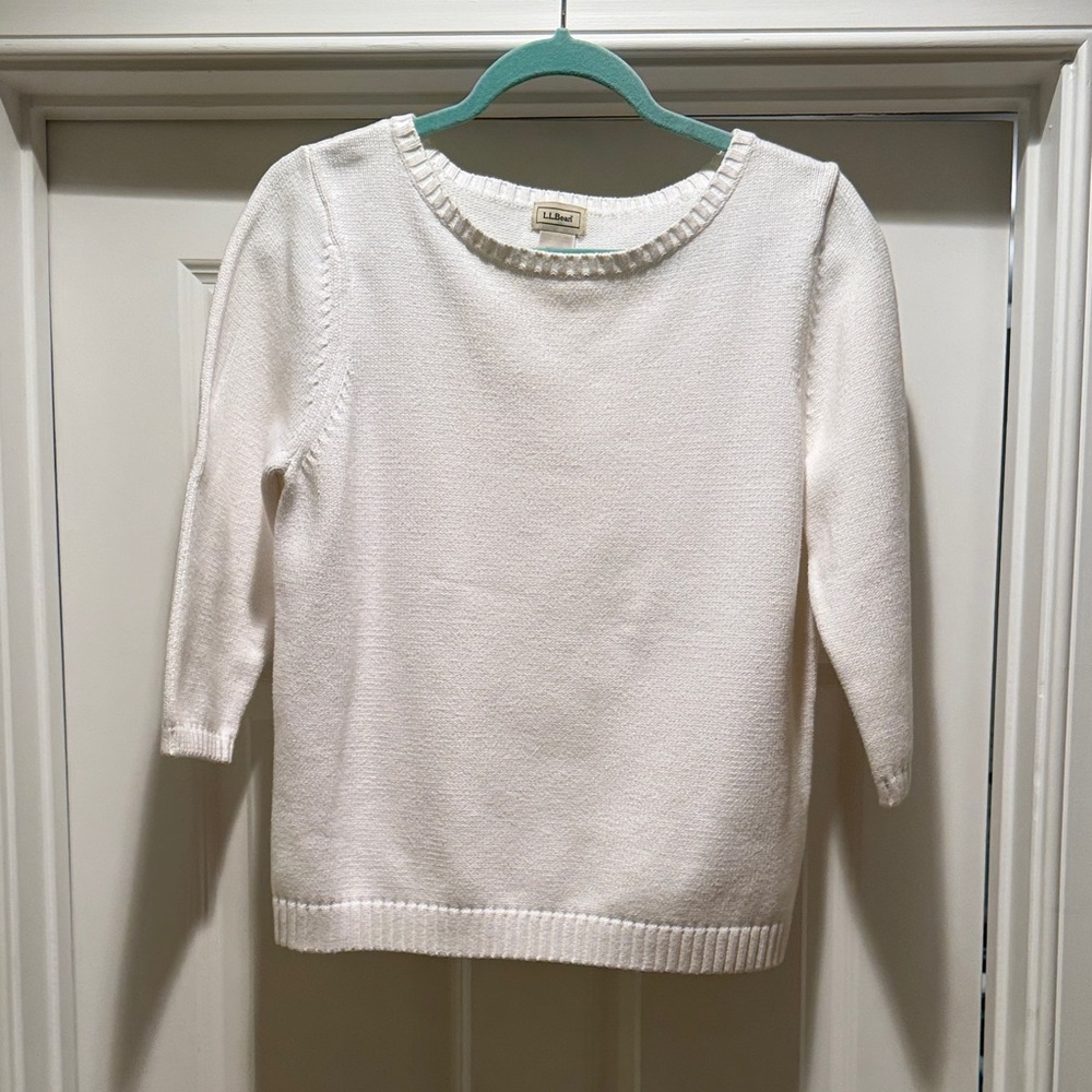L.L. Bean White Crew Neck Sweater